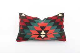 Handmade Turkish Kilim Pillow Cover Colorful Boho Couch - 12x20 - thumbnail 1