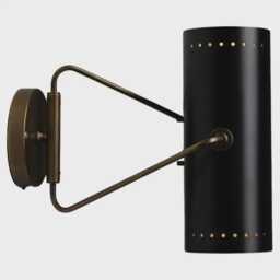 1950's Mustard Yellow Cylinder Wall Sconce - Modern Retro Accent Lighting Vintage Style-Inspired Perforated in Brass & - thumbnail 3