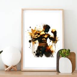 Boxing Poster Prints - Set Of 3 Boxer Posters - Gold Watercolour Wall Art Fight Gifts For Men Boys Bedroom Artwork Decor - thumbnail 2