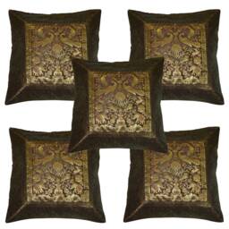 Indian Silk Banarsi Brocade Work Cushion Cover Handmade Peacock Elephant Pillow Boho Chic Bohemian Throw Home Decor Pillowcases
