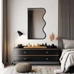 Irregular Wavy Mirror, Modern Asymmetrical Unique Mirror Wall Decor, Aesthetic Bathroom Home Decoration - thumbnail 3
