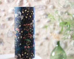 Mendy Table Lamp, Tube Bedside Light Fixture, Lampshade, Floral Fabric, Boho, Blue, Handmade, Lamp - thumbnail 1