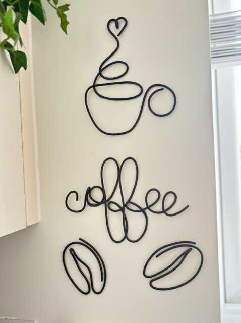Coffee & Cup Wall Sign Set - Decor Cafe Kitchen Art - image 1