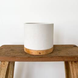 Handmade Matt Concrete & Reclaimed Wood Plant Pot - thumbnail 2