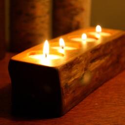 Rustic Wood Tea Light Holder - 4 Tealight, Personalized Gift - thumbnail 2