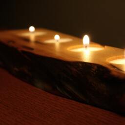 Rustic Wood Tea Light Holder - 4 Tealight, Personalized Gift - thumbnail 3