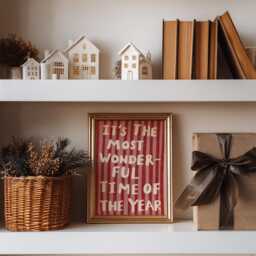 Christmas Unframed Print - Most Wonderful Time Of The Year Festive Decor Wall Art Red & Pink Prints - thumbnail 2