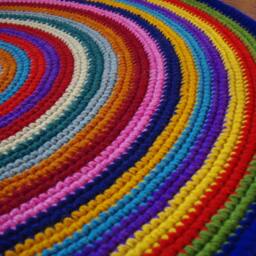 Handmade Wool Round Rug - Colorful Crochet Area - thumbnail 4
