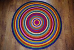 Handmade Wool Round Rug - Colorful Crochet Area - thumbnail 1