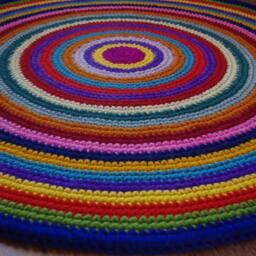 Handmade Wool Round Rug - Colorful Crochet Area - thumbnail 3
