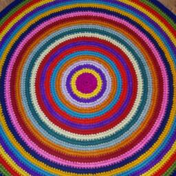 Handmade Wool Round Rug - Colorful Crochet Area - thumbnail 2