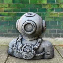 Diving Helmet Figurine Concrete Sculpture Handcrafted Nautical Decoration Lawn Marine Ornament Stone Statue Lover Gift - thumbnail 1