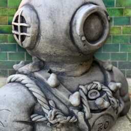Diving Helmet Figurine Concrete Sculpture Handcrafted Nautical Decoration Lawn Marine Ornament Stone Statue Lover Gift - thumbnail 2
