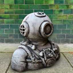 Diving Helmet Figurine Concrete Sculpture Handcrafted Nautical Decoration Lawn Marine Ornament Stone Statue Lover Gift - thumbnail 3