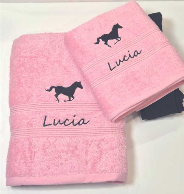 Personalised Towels - Embroidered Running Horse Hand Or Bath Set - image 1