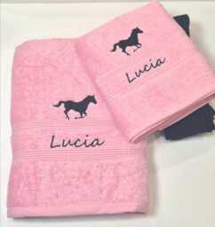 Personalised Towels - Embroidered Running Horse Hand Or Bath Set