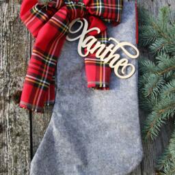 Laser Cut Wood Name Signs For Christmas Socks/Custom Cut Stocking Signs/Christmas Place Cards /Christmas Sock Decors - thumbnail 3