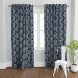 Deco Peacock Curtain Panel - Exotic Bird Elegant Animal Large Scale Custom Blue Gold Art By Marketa_stengl - thumbnail 2