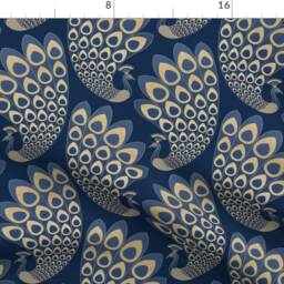 Deco Peacock Curtain Panel - Exotic Bird Elegant Animal Large Scale Custom Blue Gold Art By Marketa_stengl - thumbnail 4