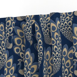 Deco Peacock Curtain Panel - Exotic Bird Elegant Animal Large Scale Custom Blue Gold Art By Marketa_stengl - thumbnail 3