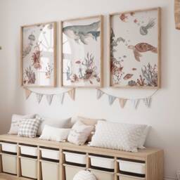 Wall Picture Set Of 3 Posters P790/Underwater Adventure With Whale & Turtle Children's Room Decoration Pictures - thumbnail 1