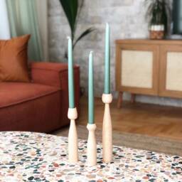 Wood Candlestick - Set Of 3 Candlesticks, Wooden Candlesticks Holder, Candle Holders, Minimal Pillars, Nordic Style - thumbnail 4