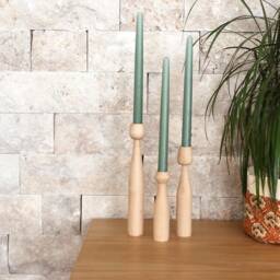 Wood Candlestick - Set Of 3 Candlesticks, Wooden Candlesticks Holder, Candle Holders, Minimal Pillars, Nordic Style - thumbnail 3