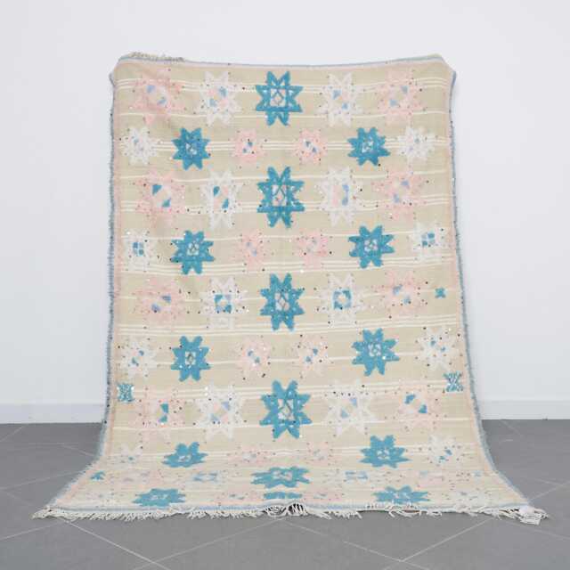 Handmade Berber Wool Rug Moroccan Flatweave Carpet - 8, 5x5, 4 Ft - image 1