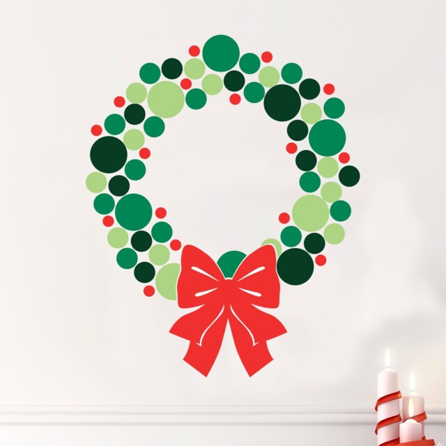 Modern Christmas Wreath -Wall Decal Custom Vinyl Art Stickers - image 1