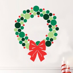 Modern Christmas Wreath -Wall Decal Custom Vinyl Art Stickers - thumbnail 1