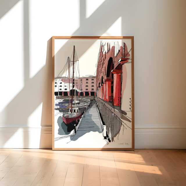Liverpool Art Print/Wall Albert Dock City Drawing Painting - image 1