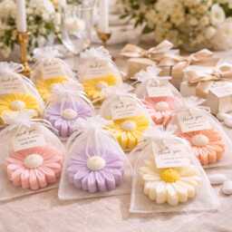 Custom Order Daisy Flower Candle Favors - Wedding, Baby Shower, Party Guest Gifts, Mixed Pastel Colours