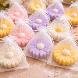 Custom Order Daisy Flower Candle Favors - Wedding, Baby Shower, Party Guest Gifts, Mixed Pastel Colours - thumbnail 4