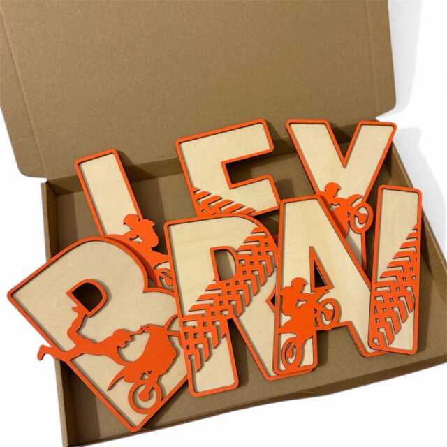 Wooden Motorcycle Name Sign - Motocross Letters Personalised Plaque Custom Decor Dirt Bike Theme Motorcross Wall Art - image 1