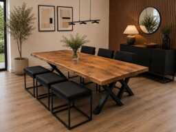 Live Edge Dinning Table- Soild Wood - Industrial Steel Legs -Rustic Farmhouse Furniture