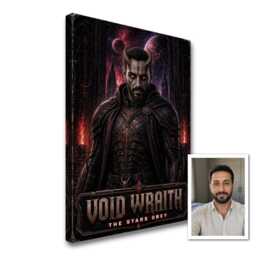 Personalised Dark Space Warrior Canvas From Photo, Custom Title Subtitle, Horned Sci-Fi Fantasy Wall Art Gift For Gaming Rooms & Offices - thumbnail 1