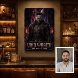 Personalised Dark Space Warrior Canvas From Photo, Custom Title Subtitle, Horned Sci-Fi Fantasy Wall Art Gift For Gaming Rooms & Offices - thumbnail 3