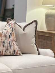 Beige Cream Greige Velvet Fringed Cushion Cover - Throw Pillow - Putty - thumbnail 1
