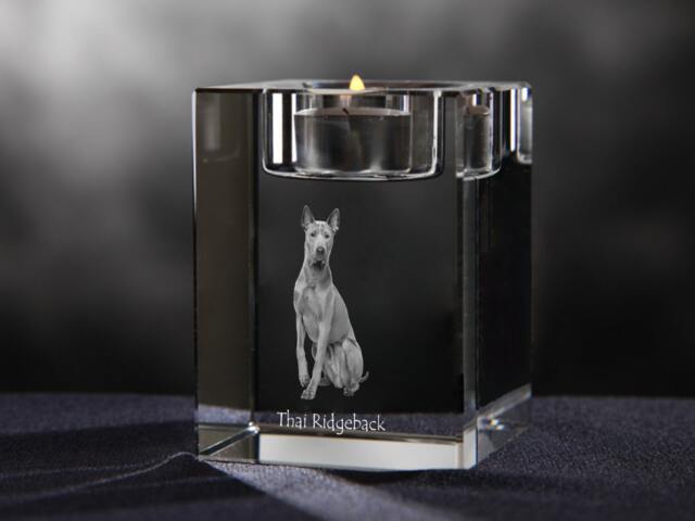 Thai Ridgeback - Crystal Candlestick With Dog, Souvenir, Decoration, Limited Edition, Collection - image 1