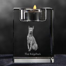 Thai Ridgeback - Crystal Candlestick With Dog, Souvenir, Decoration, Limited Edition, Collection - thumbnail 3