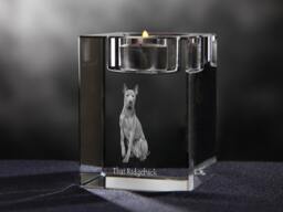 Thai Ridgeback - Crystal Candlestick With Dog, Souvenir, Decoration, Limited Edition, Collection - thumbnail 1