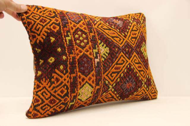 Throw Lumbar Kilim Pillow 14x20 in - 35x50 cm Boho Pillowcover Kilim Cushion Cover Tribal Pillow 4Bef-598 - image 1