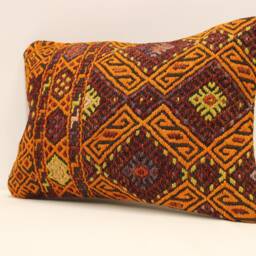 Throw Lumbar Kilim Pillow 14x20 in - 35x50 cm Boho Pillowcover Kilim Cushion Cover Tribal Pillow 4Bef-598 - thumbnail 3