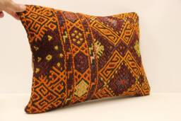 Throw Lumbar Kilim Pillow 14x20 in - 35x50 cm Boho Pillowcover Kilim Cushion Cover Tribal Pillow 4Bef-598 - thumbnail 1