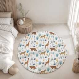 Safari - Leopard & Tiger Rug, Carpet, Kids Decor, Children's Room Decor, Kids Carpet - thumbnail 1
