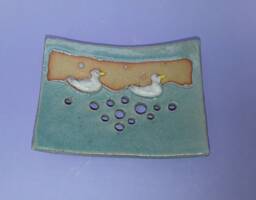 Soap Dish, Drainer, Duck Design, Handmade Stoneware, Pottery, Ceramic - thumbnail 1