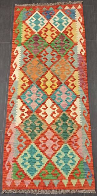 Tribal Kilim Runner, Handmade Artisan Afghan Turkish Aztec Sheep Wool Runner Rug 202x82 cm - image 1
