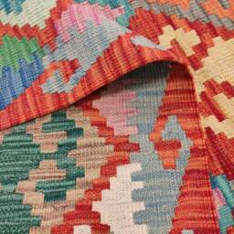 Tribal Kilim Runner, Handmade Artisan Afghan Turkish Aztec Sheep Wool Runner Rug 202x82 cm - thumbnail 3