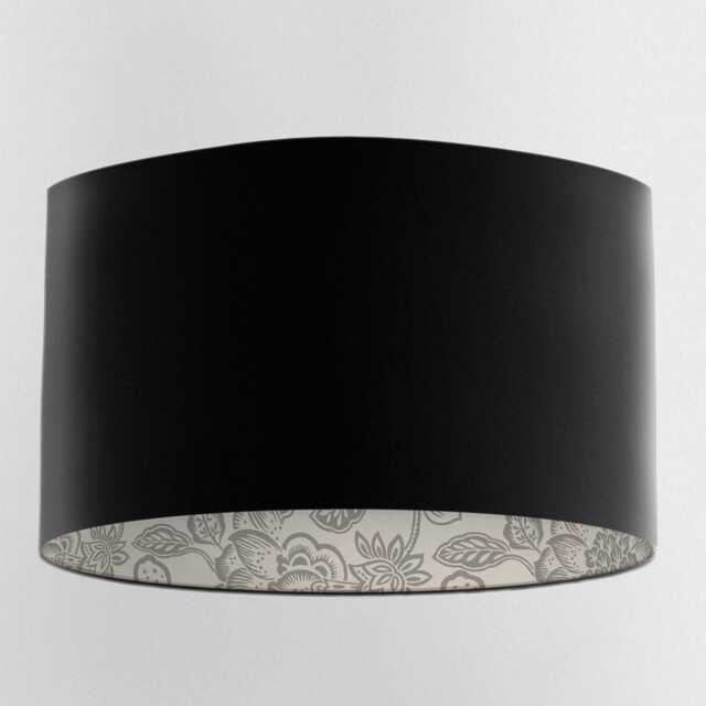 Black Velvet Handmade Lampshade With Grey Floral Lining - image 1
