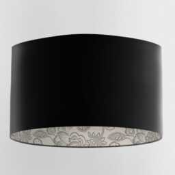 Black Velvet Handmade Lampshade With Grey Floral Lining